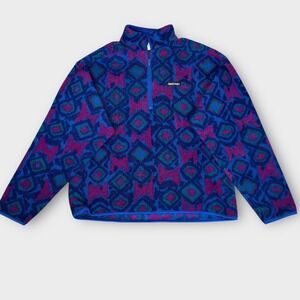 VTG 90's Chuck Roast Fleece Pullover Women's Small Blue Purple Quarter Zip